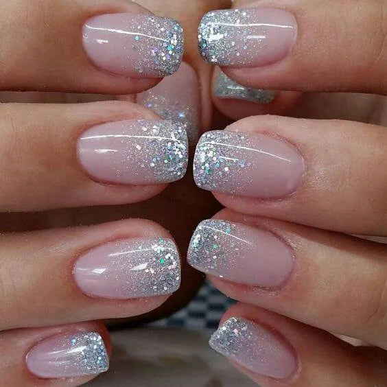 24pcs Simple Square Jelly Glue Gradient French Press on Fake False Nails Short Full Cover Nail Tips