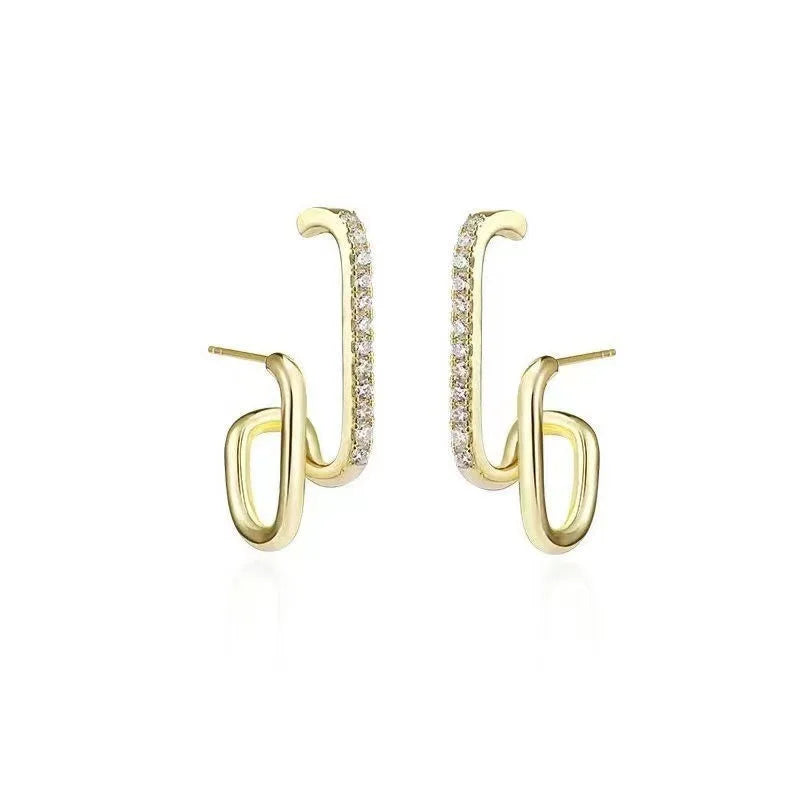 New Bright Crystal Luxury Korean Unusual Earrings Ear Piercing Hook Irregular Christmas Gift