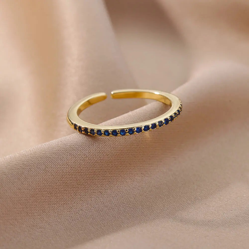 Mini Zircon Multi Color Adjustable Engagement Wedding Gold Women Rings Christmas Jewelry Gift