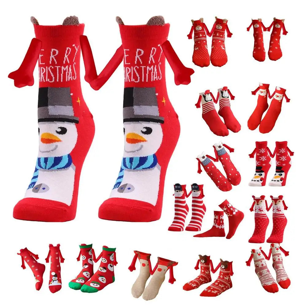 Creative Cartoon Cotton Fashion Funny Magnetic Couples Hand in Hand Socks Christmas Xmas Fall Gifts