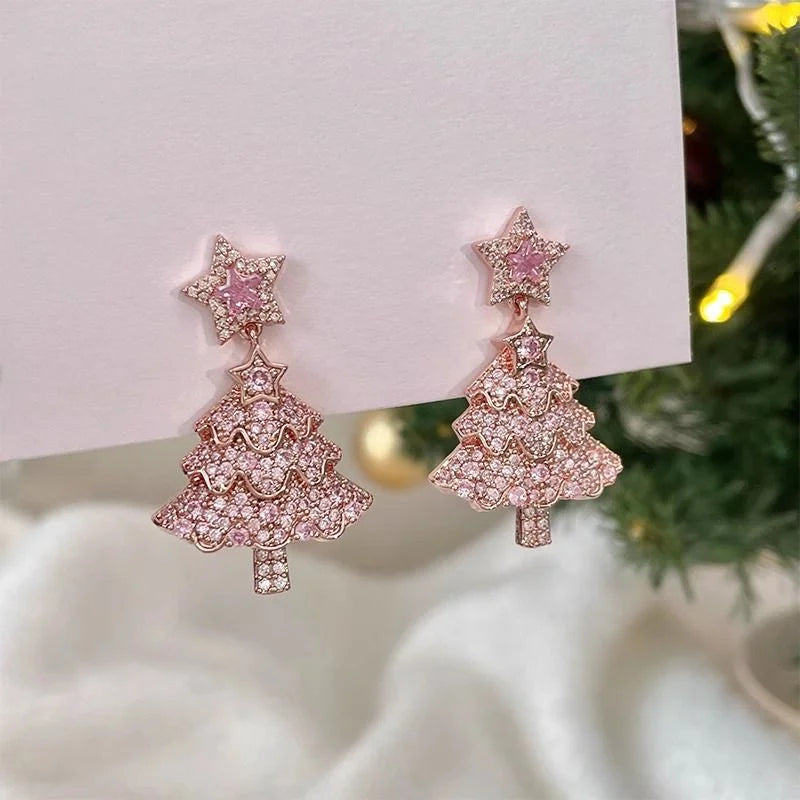 Fashion Christmas Green Bowknot Bell Pendant Exquisite Elk Wind Chimes Dangle Women Earrings Gifts
