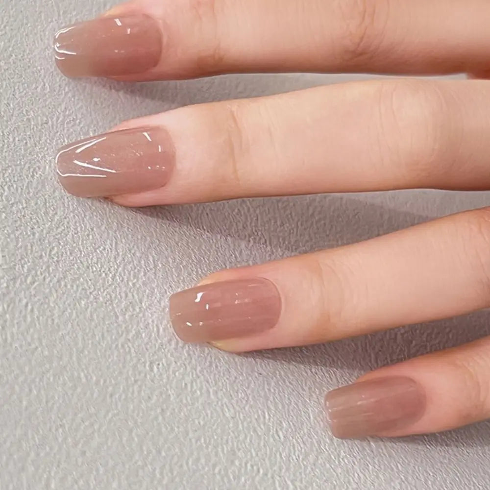 24pcs Short Round French Sparkling Pearl Wavy Love Heart Full Cover Detachable False Press On Nails