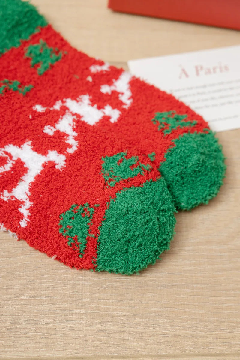 New Christmas coral fleece warm and thick winter socks snowman sleeping floor socks Fall Xmas Gift