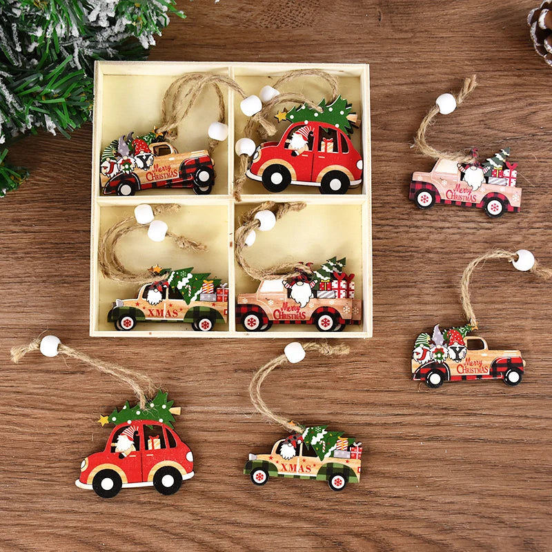 Wooden Pendants Gingerbread Man Gnomes Xmas Tree Hanging Ornament Christmas Home New Year Decoration