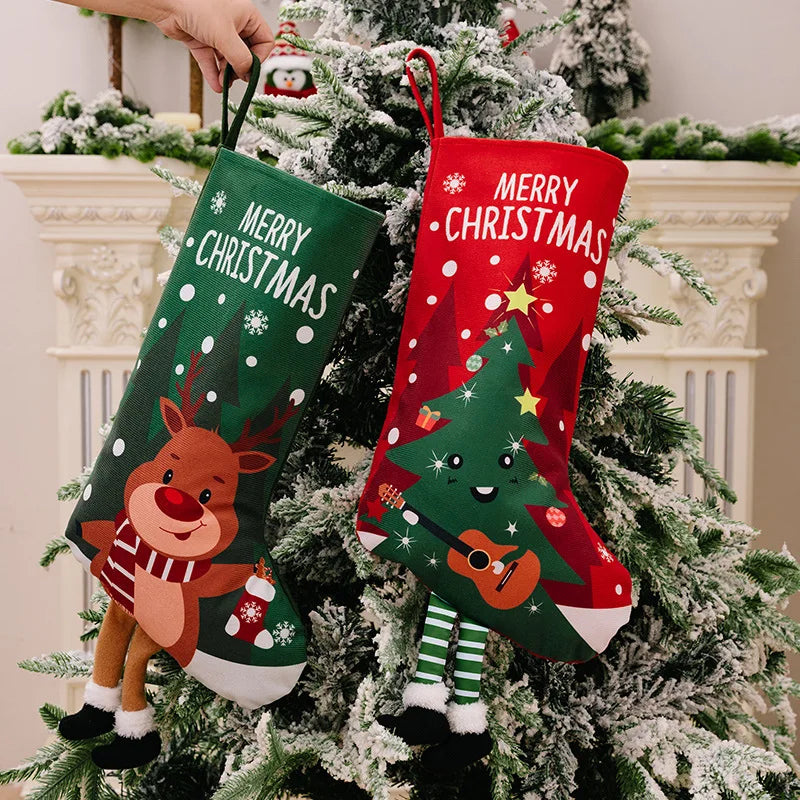 Christmas Tree Ornament Santa Snowman Elk Large Stocking Candy Gift Socks Xmas Party Decorations
