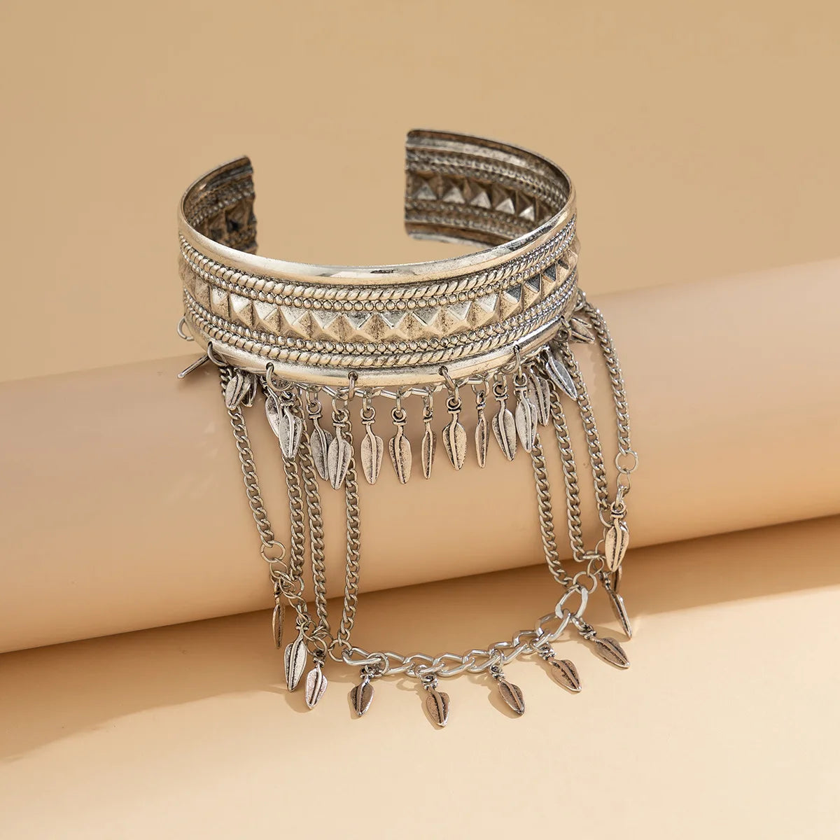 Trendy Metal Coin Leaf Chain Tassel Gold Silver Women Upper Arm Bangle Cuff Bracelet Armlet Armband