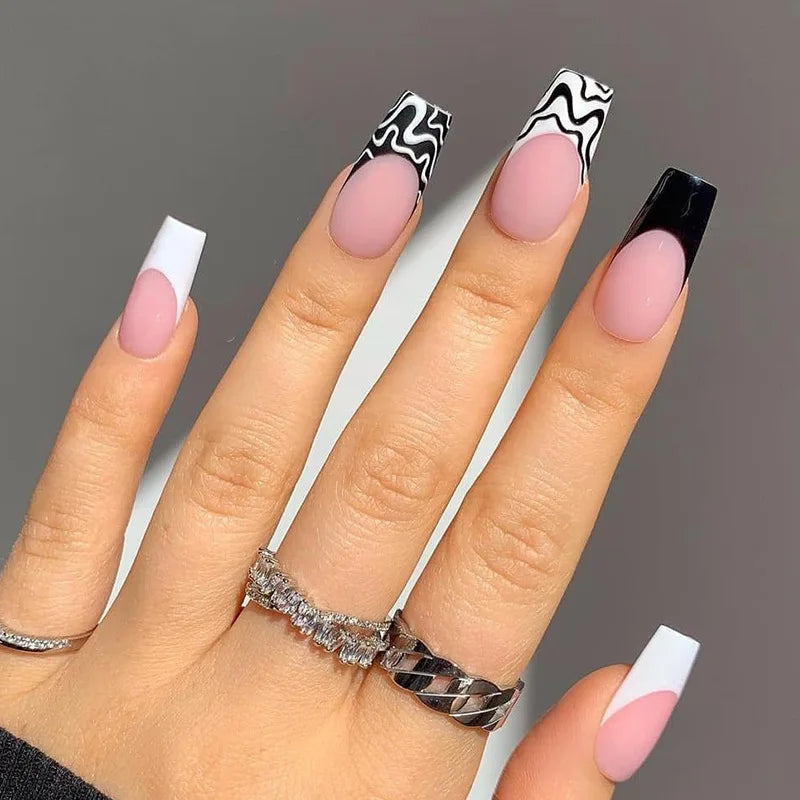 24pcs/set Wearable Ballerina Art Decoration Removable Fall Winter Women False Nails Manicure Set