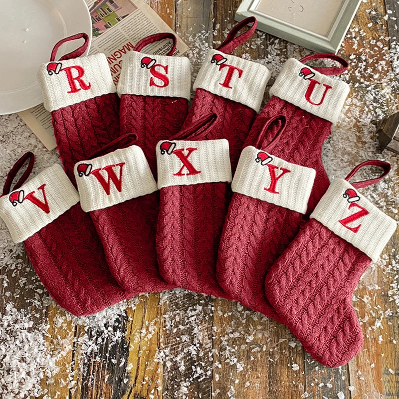 Christmas Decoration Letters Snowflake Xmas Tree Pendant Ornament Knitting Sock Home Decor Fall Gift