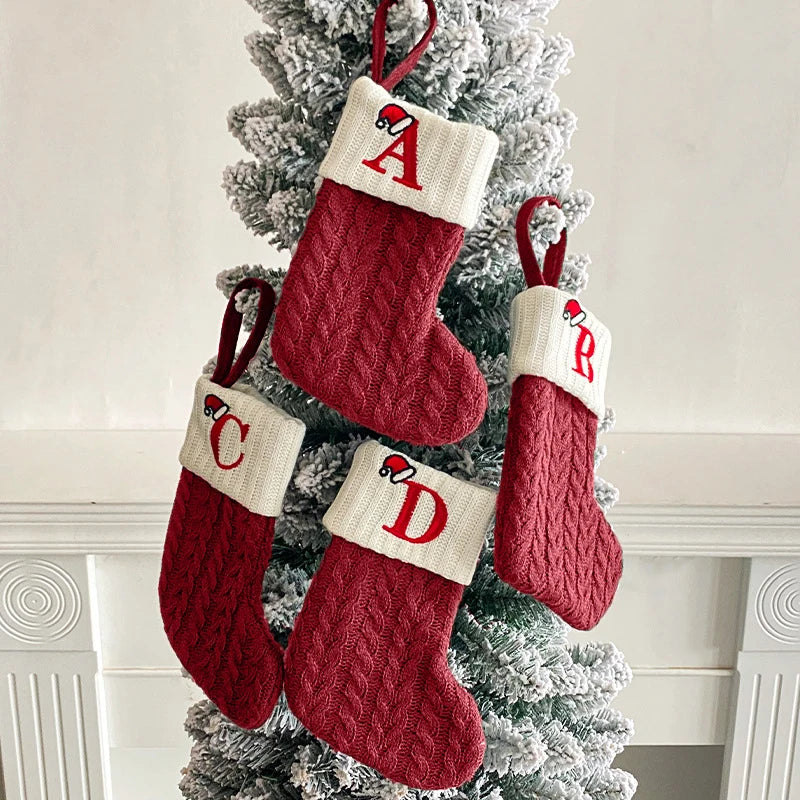 Christmas Decoration Letters Snowflake Xmas Tree Pendant Ornament Knitting Sock Home Decor Fall Gift