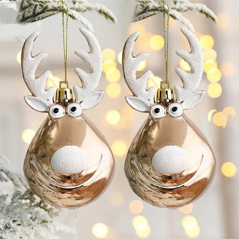 2pcs Elk Christmas Balls Ornaments Tree Hanging Bauble Pendant Home Decoration Navidad Xmas New Year