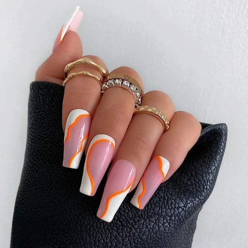 24pcs/set Wearable Ballerina Art Decoration Removable Fall Winter Women False Nails Manicure Set