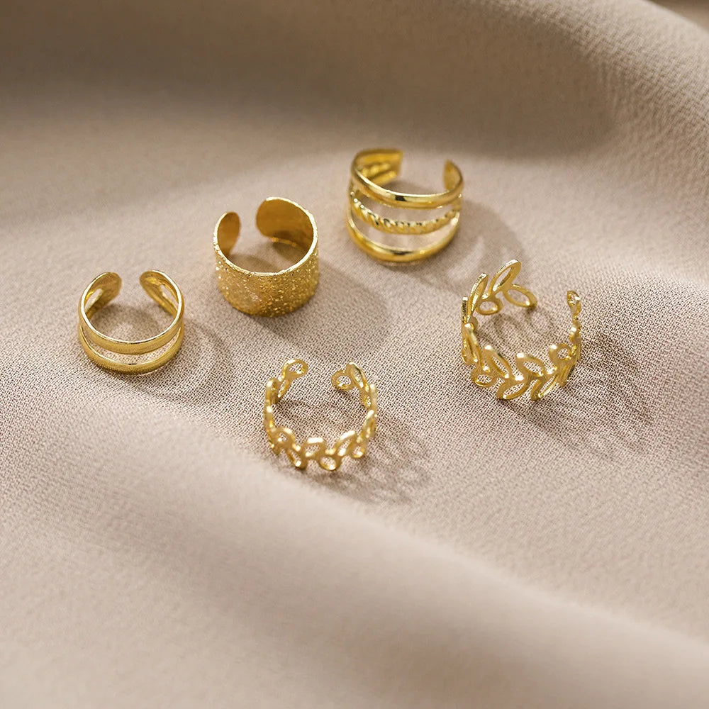 Silver Gold Leaves Clip Earrings Women Creative Simple C Ear Cuff Non-Piercing Ear Fall Jewelry Gift