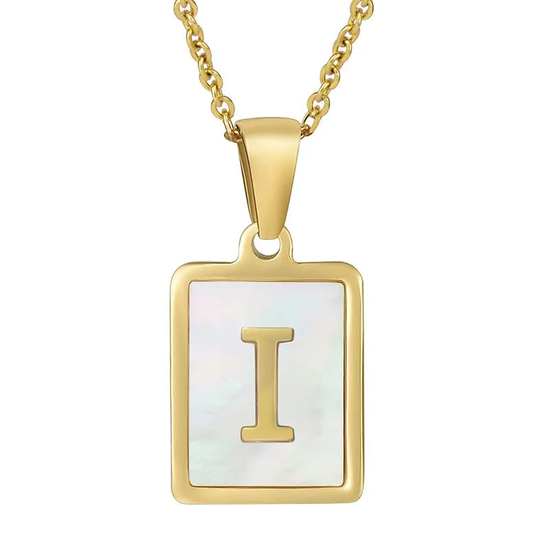 Pearl Shell Initial Letter 26 Alphabet Minimalist Pendant Trendy Gold Women Necklace Jewelry Gifts