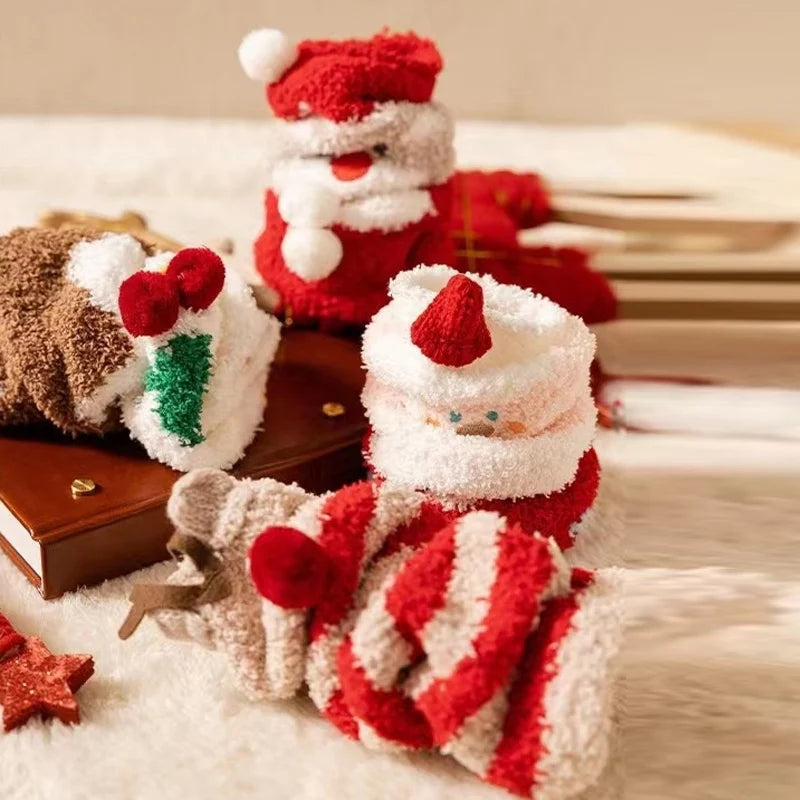 Christmas Cute Decorative Pendant Coral Velvet Cartoon Sleep Packaging Ball Fall Socks Xmas Gift
