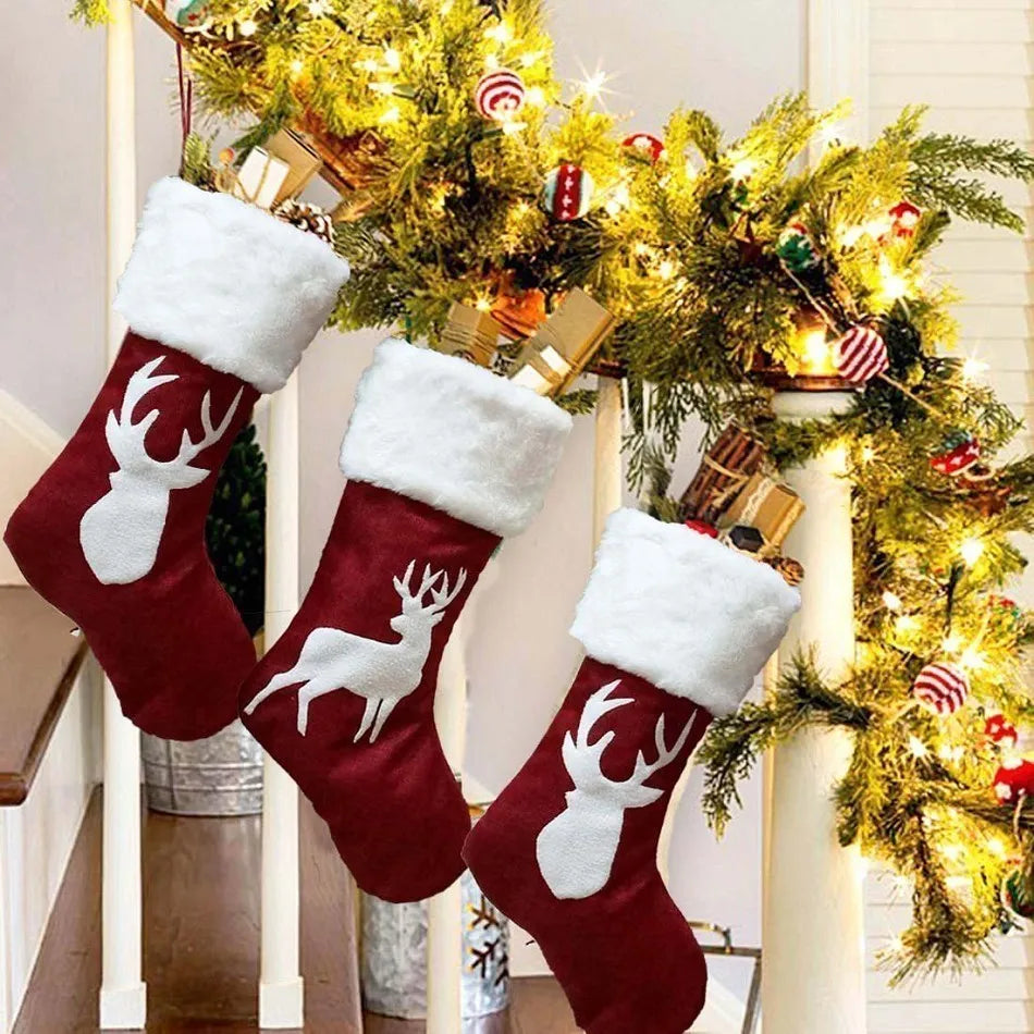 Christmas Candy Bag Elk Xmas Tree Deer Printing Pocket Hanging Ornament Socks Fall Decoration Gift
