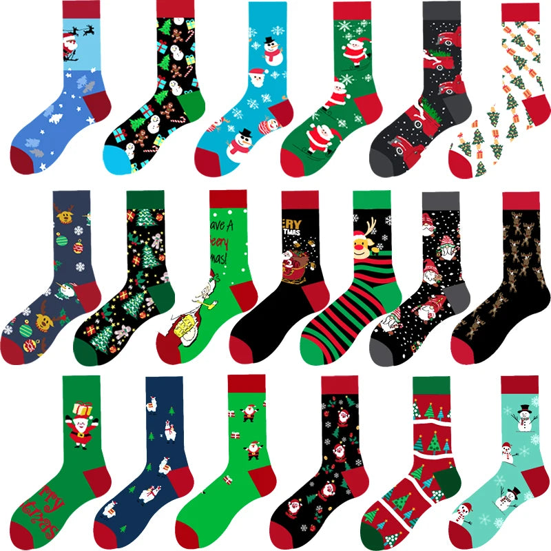 Merry Christmas Design Funny Happy Santa Claus Elk Christmas Hip Hop Skateboard Socks Sox Women Men