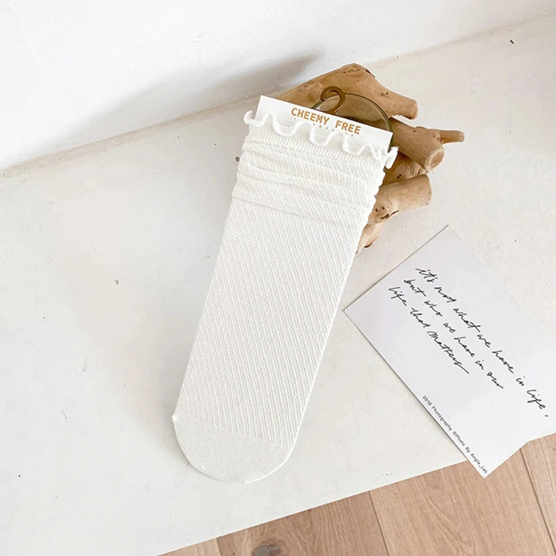 Fashion Cute New Retro White Black Lace Sweet Mesh Simple Casual Breathable Loose Girls Women Socks