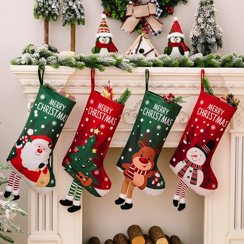 Christmas Tree Ornament Santa Snowman Elk Large Stocking Candy Gift Socks Xmas Party Decorations