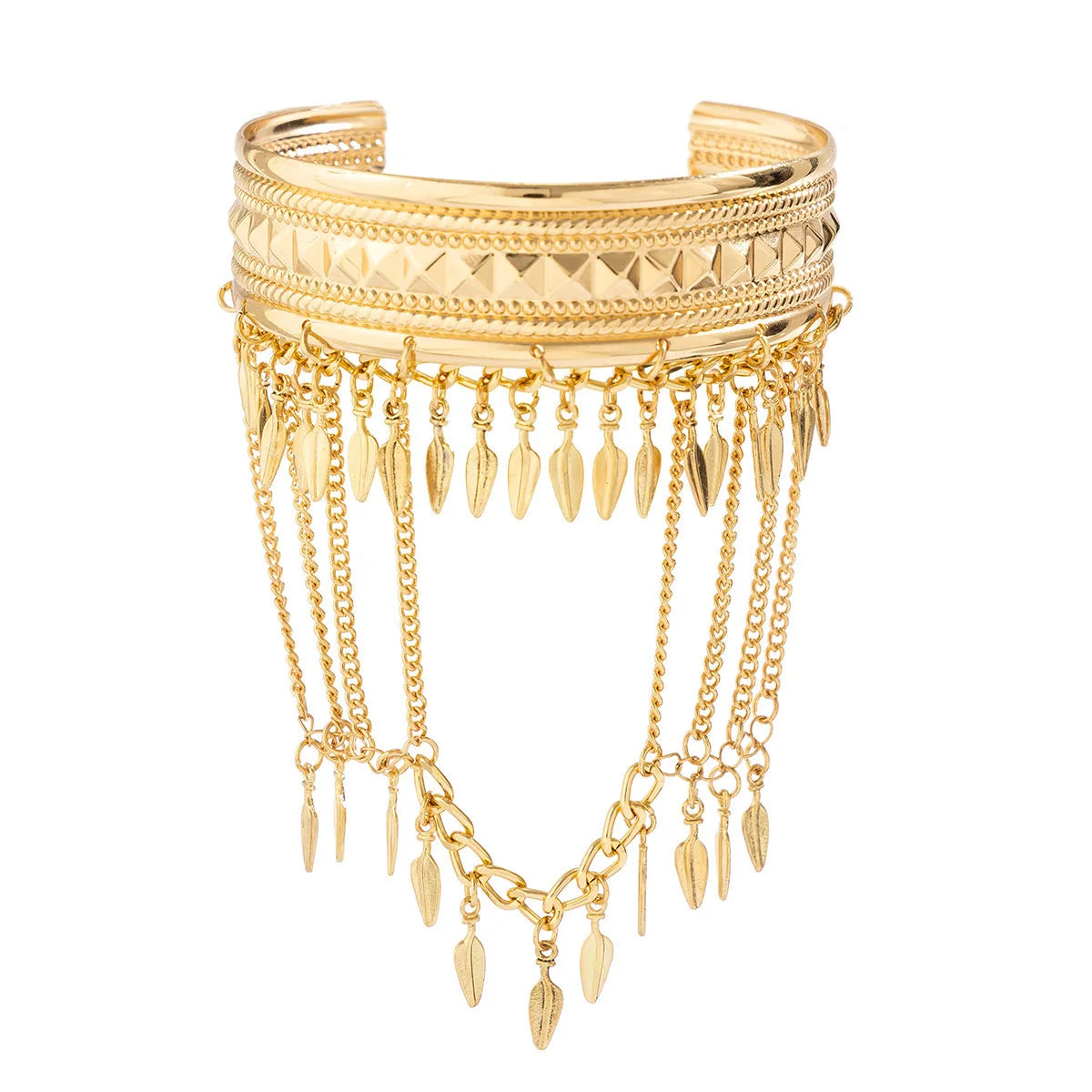 Trendy Metal Coin Leaf Chain Tassel Gold Silver Women Upper Arm Bangle Cuff Bracelet Armlet Armband