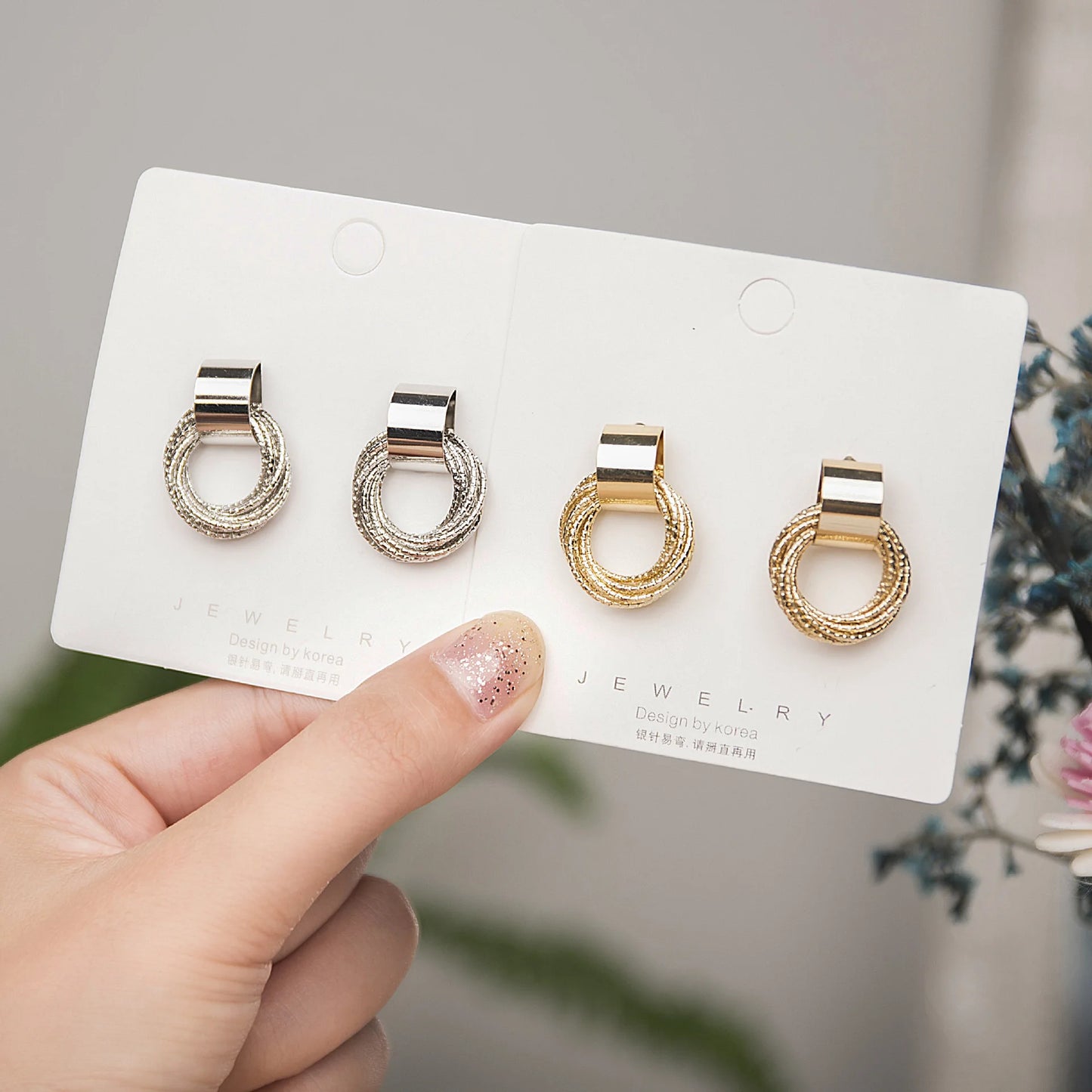 Retro Metal Gold Silver Multiple Small Circle Stud Women Korean Jewelry Earrings Fall Jewelry Gift