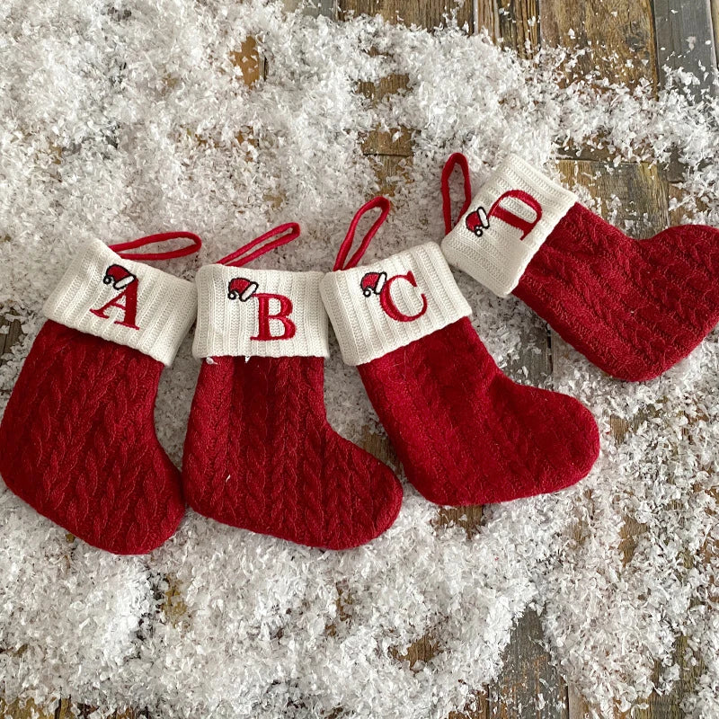 Christmas Decoration Letters Snowflake Xmas Tree Pendant Ornament Knitting Sock Home Decor Fall Gift