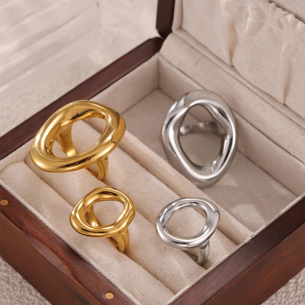 Popular Index Hip Hop Punk Cool Irregular Hyperbole Luxury Gold Silver Women Rings Jewelry Gift