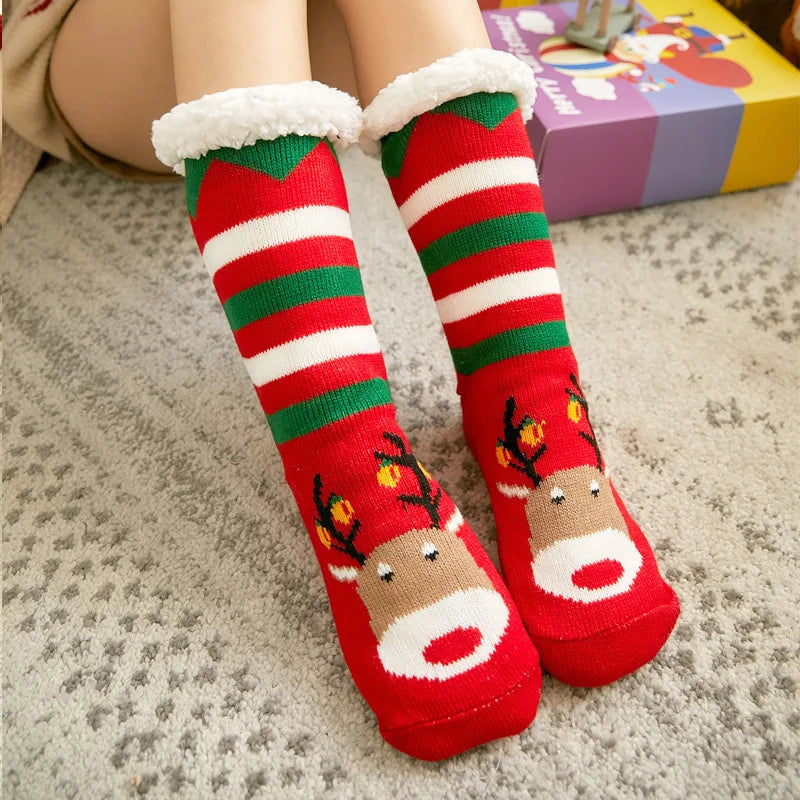 Women Fuzzy Sheep Christmas Soft Female Indoor Fall Warm Plush Silicone Non-slip Grip Sock Fall Gift