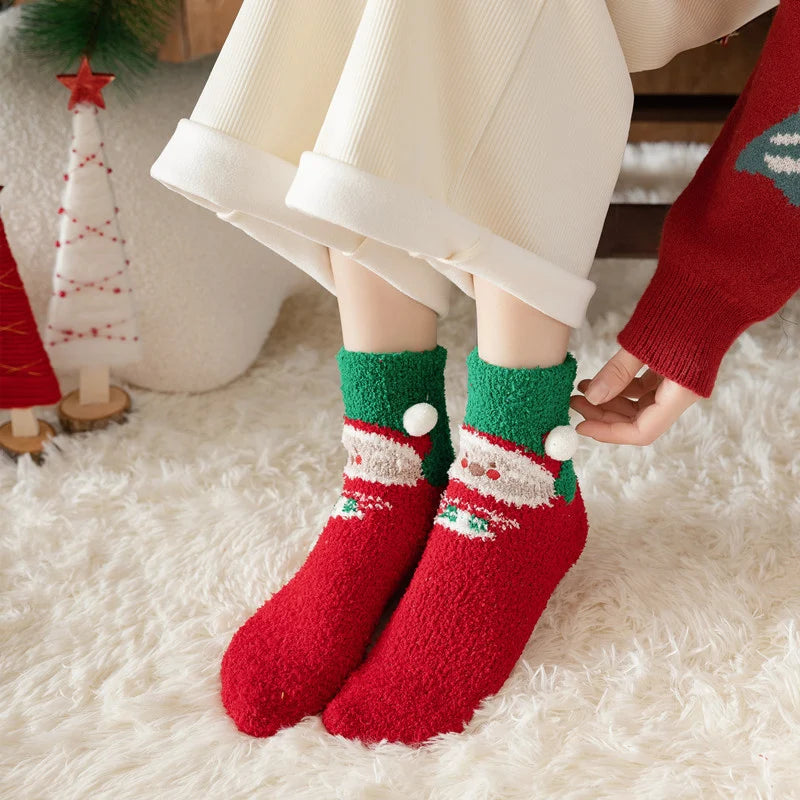 Christmas Cute Decorative Pendant Coral Velvet Cartoon Sleep Packaging Ball Fall Socks Xmas Gift