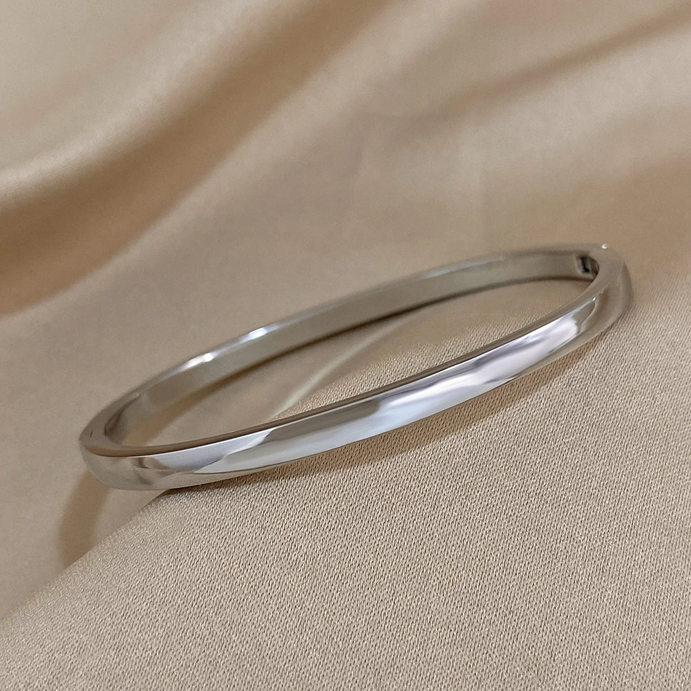Simple Smooth Trendy Vintage Classic Fashion Stylish Gold Silver Women Bangle Bracelet Jewelry Gift