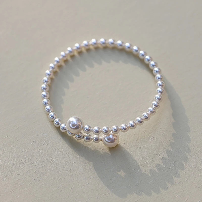 1pc Vintage Pearl Luxury Elegant Adjustable Opening Wedding Pearl Women Bangle Bracelet Jewelry Gift