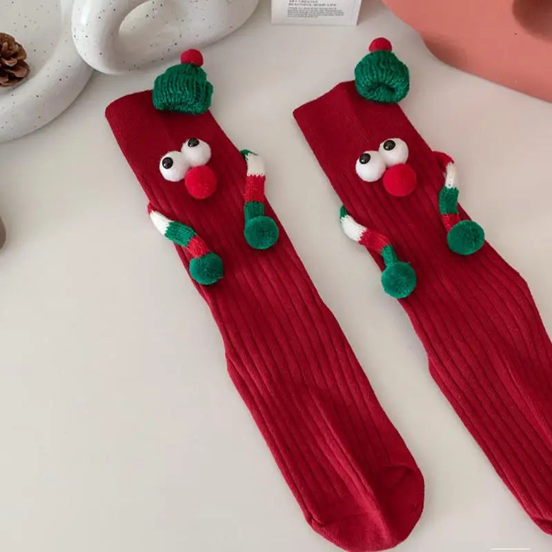 Cute Magnet Elastic Soft Cartoon Hand Comfortable Funny Socks Holiday Christmas Fall Gift