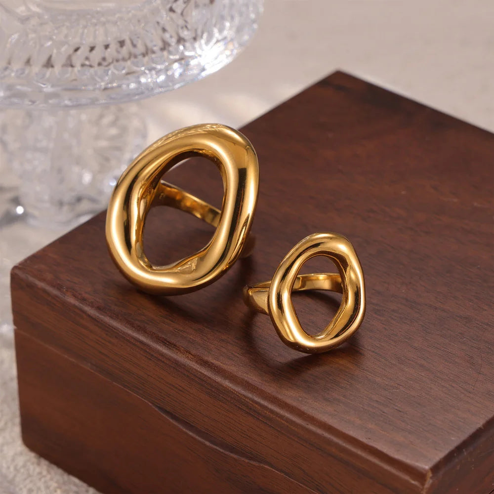 Popular Index Hip Hop Punk Cool Irregular Hyperbole Luxury Gold Silver Women Rings Jewelry Gift