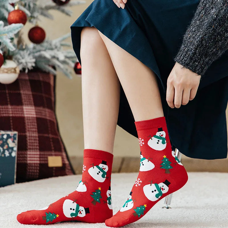 Christmas Woman Funny Santa Claus Snowman Kawaii Cartoon Animal Cute Socks Novel Christmas Fall Gift