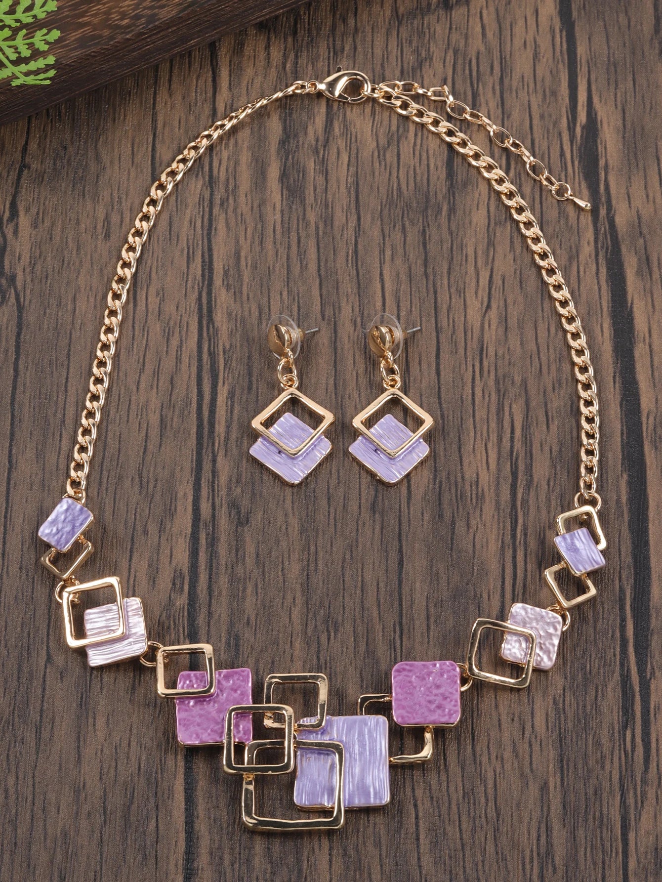 Fashion Simple Drip Oil Geometric Trendy Daily Party Necklace Earrings Gold Silver Women Jewelry Set