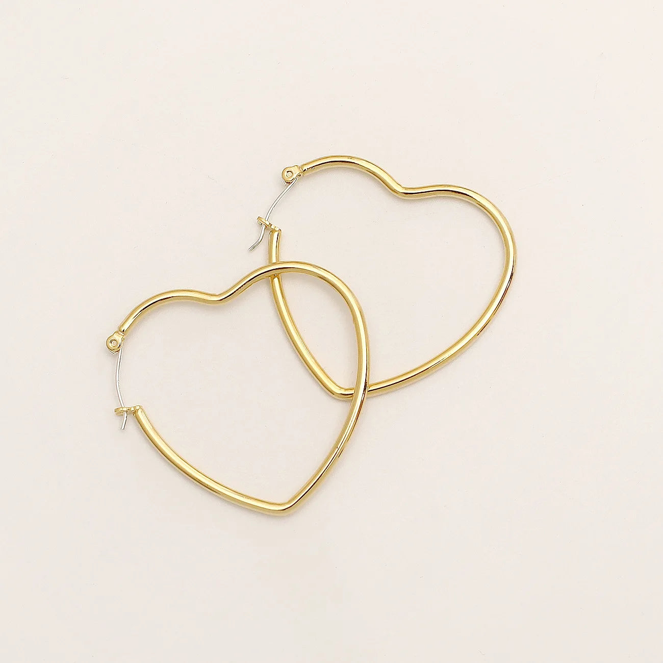 Simple Metal Heart Hoop Gold Silver Fashion Love Romantic Statement Dangle Women Earrings Jewelry
