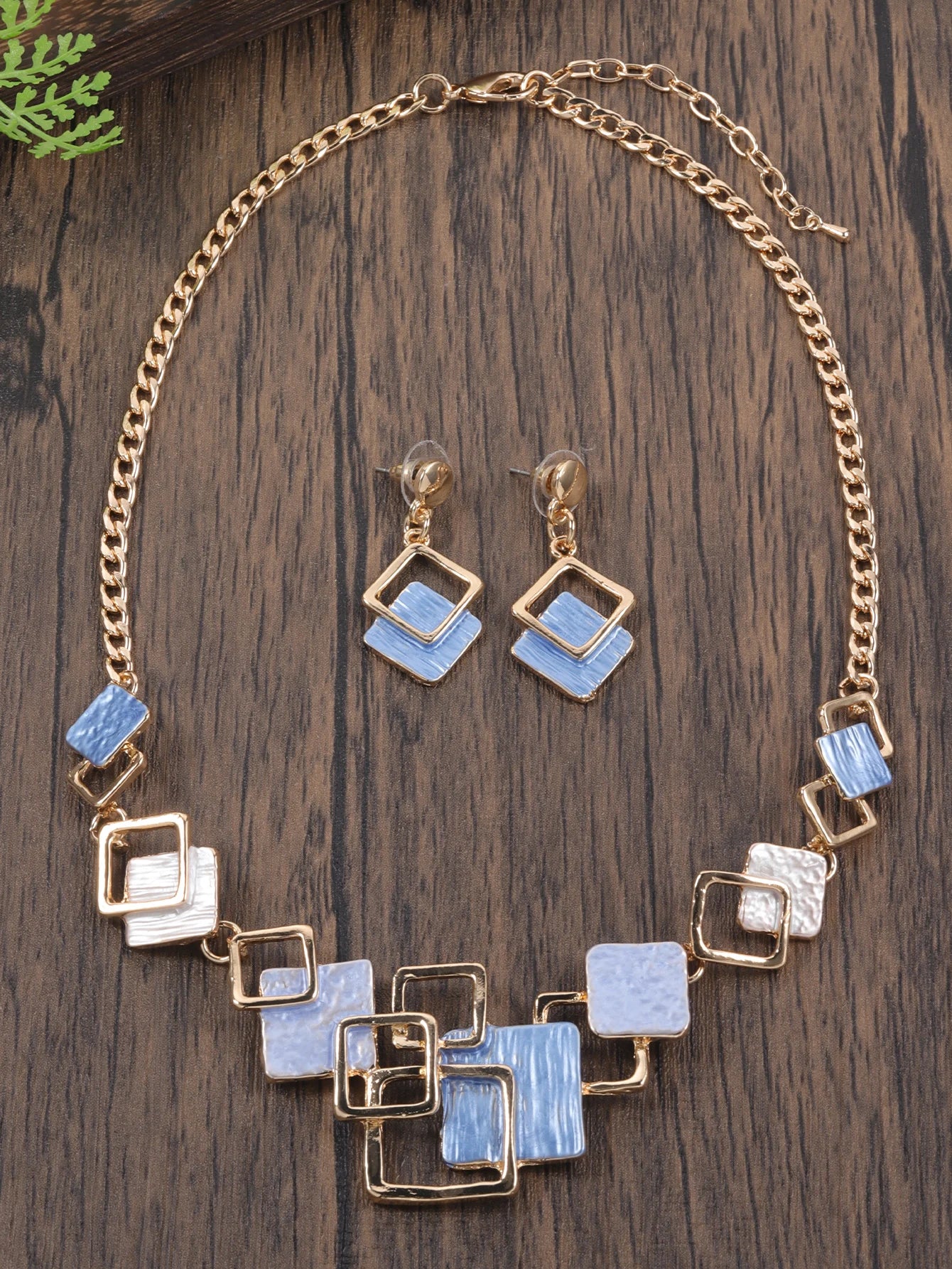 Fashion Simple Drip Oil Geometric Trendy Daily Party Necklace Earrings Gold Silver Women Jewelry Set
