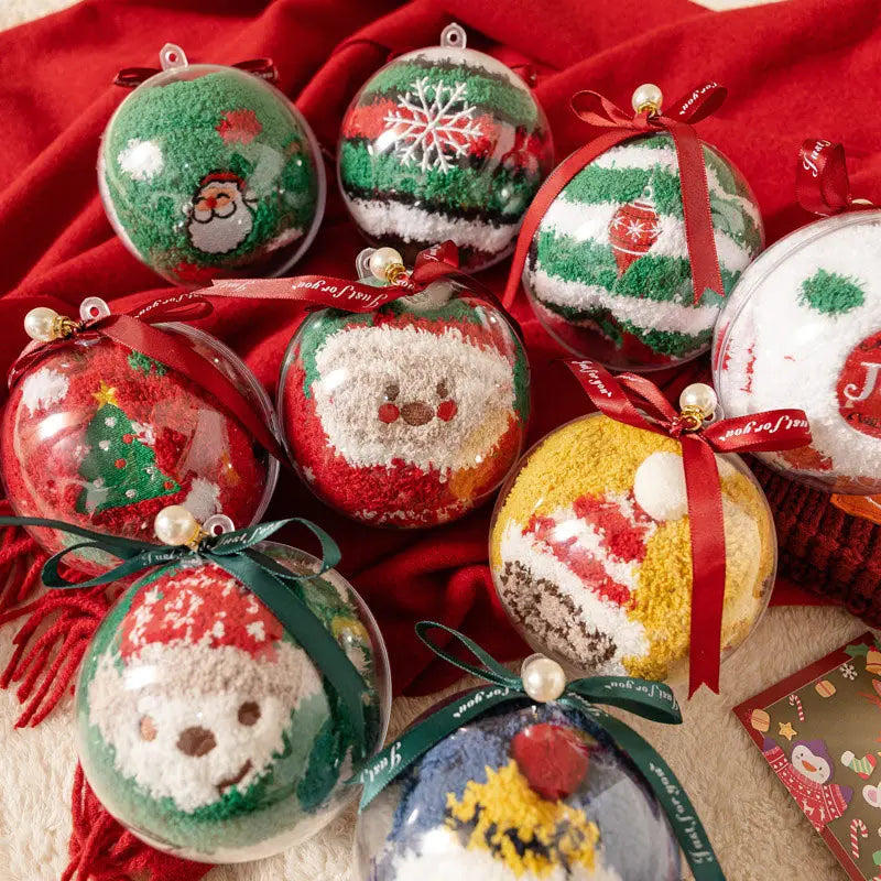Christmas Cute Decorative Pendant Coral Velvet Cartoon Sleep Packaging Ball Fall Socks Xmas Gift