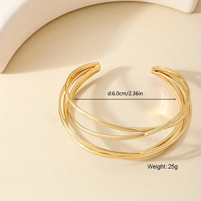 Fashion Open Wide Metal Layered Wrist Cuff Wrap Vintage Gold Silver Women Bangle Bracelet Jewelry