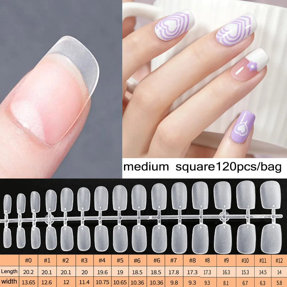 120pcs/set Matte Soft Full Cover Oval Almond Sculpted Women False Nails Fake Nail Press On Nail Tips