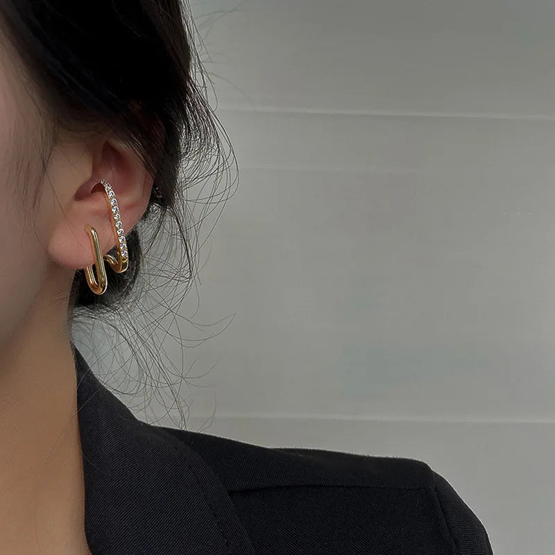 New Bright Crystal Luxury Korean Unusual Earrings Ear Piercing Hook Irregular Christmas Gift