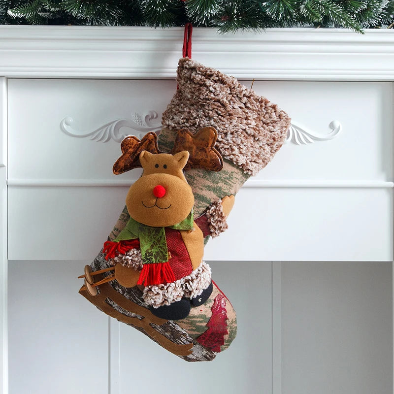 Christmas Large Xmas Gift Bags Fireplace Candy Holder Home Decoration Stockings Socks Fall Gifts