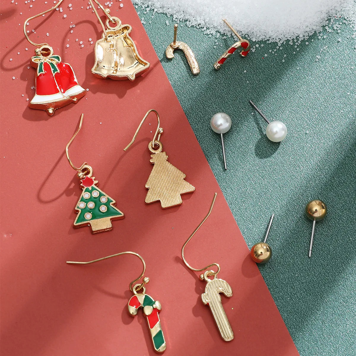 6 pairs Christmas Xmas Tree Elk Snowman Santa Claus Cute Stud Women Girls Kids Earrings Set Gifts