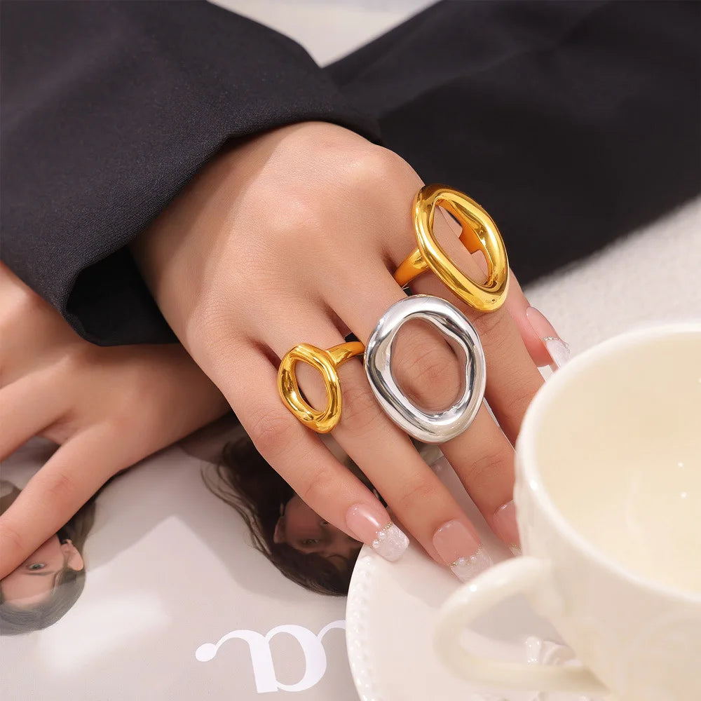 Popular Index Hip Hop Punk Cool Irregular Hyperbole Luxury Gold Silver Women Rings Jewelry Gift