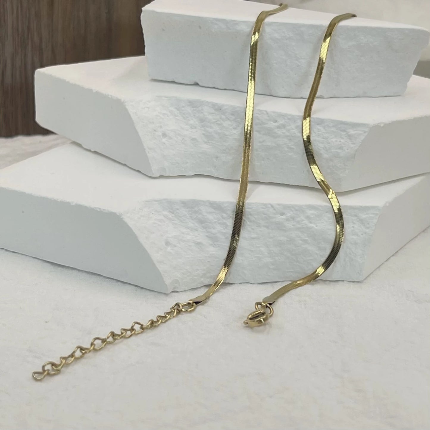Minimalist Unisex Herringbone Gold Women Men Snake Chain Necklace Choker Jewelry Gift