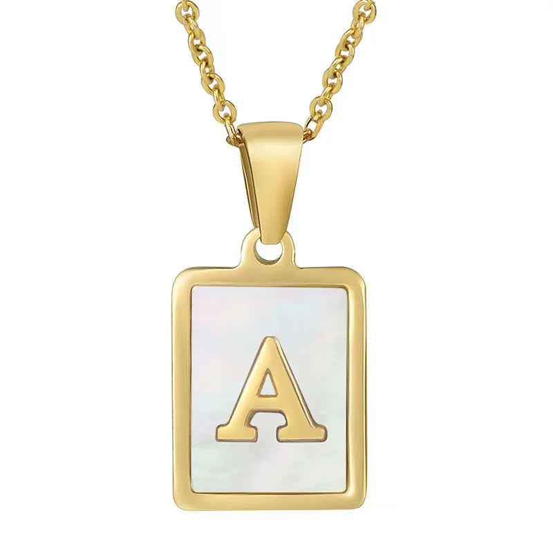 Pearl Shell Initial Letter 26 Alphabet Minimalist Pendant Trendy Gold Women Necklace Jewelry Gifts