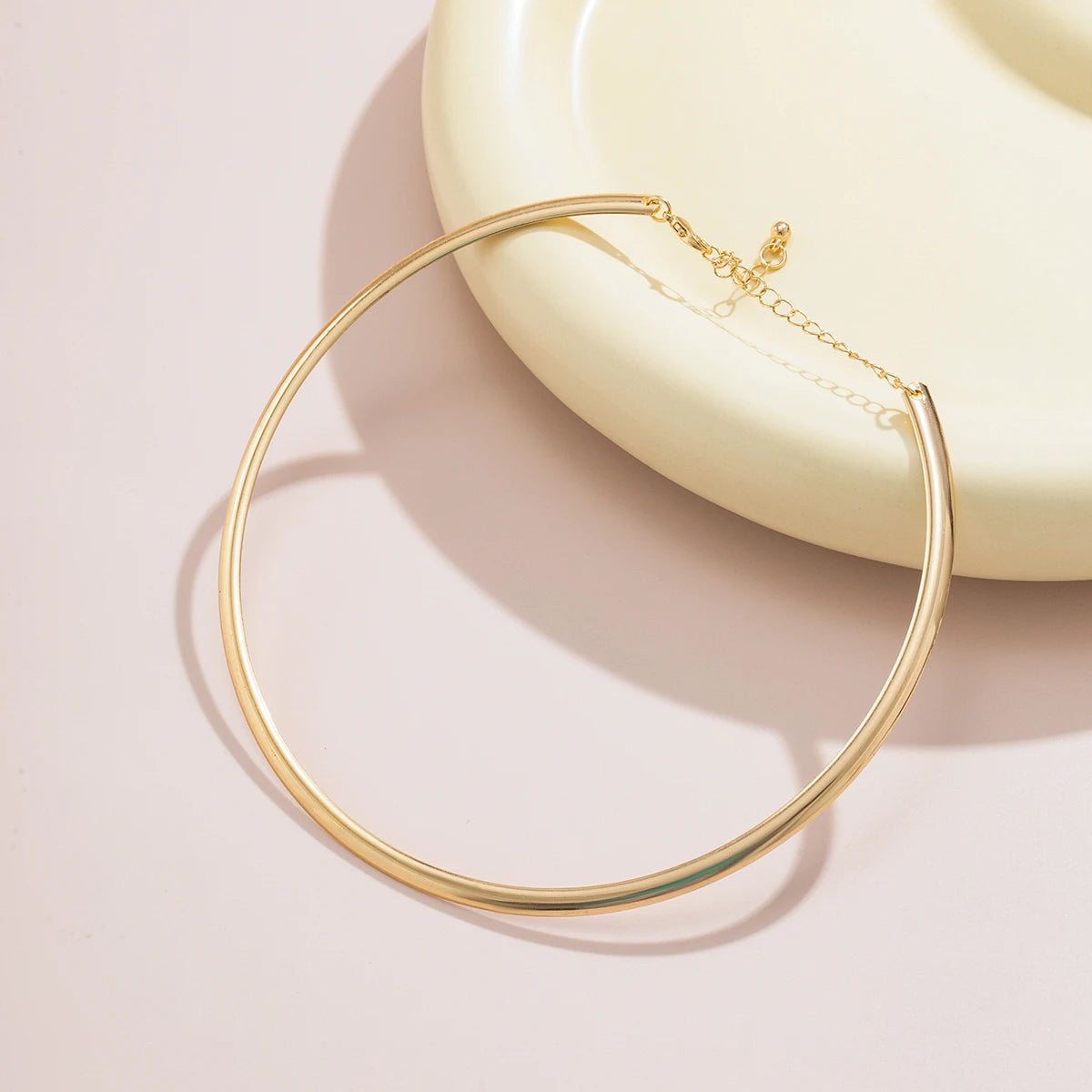 Elegant Simple Chunky Circle Torques Fashion Trendy Gold Silver Women Choker Collar Necklace