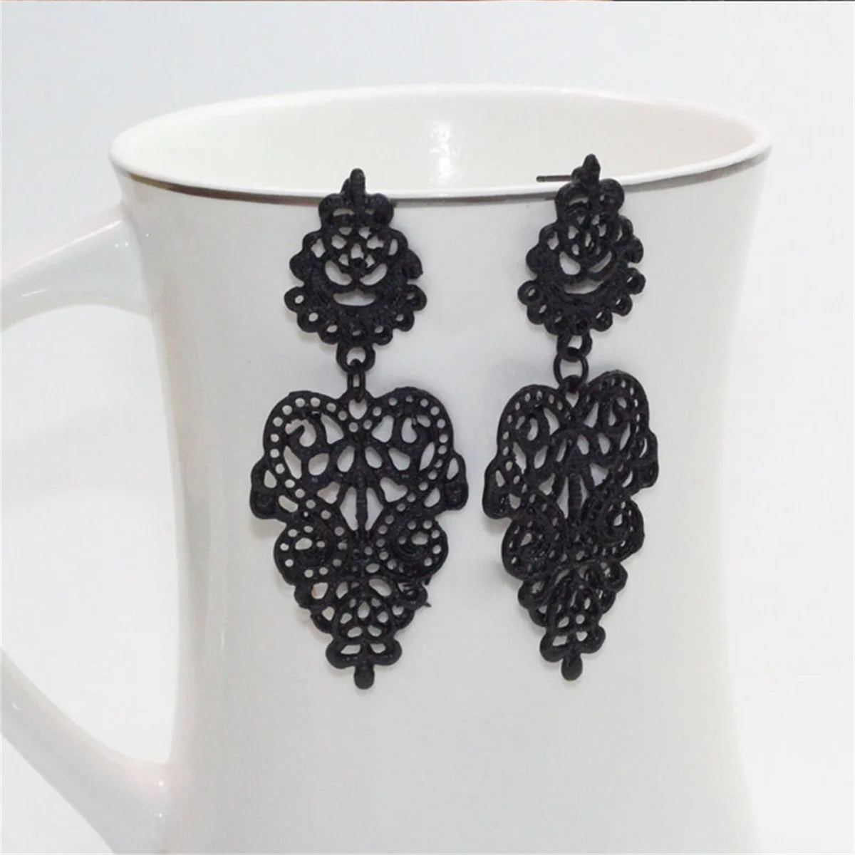 Vintage Punk Black Drop Exaggerated Gothic Wings Earrings Women Fall Jewelry Gift