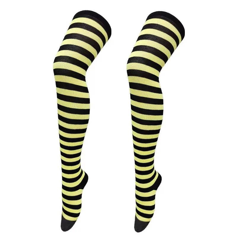 Christmas Halloween Sexy Striped Socks Thigh High Over The Knee Thin Socks Women Stockings