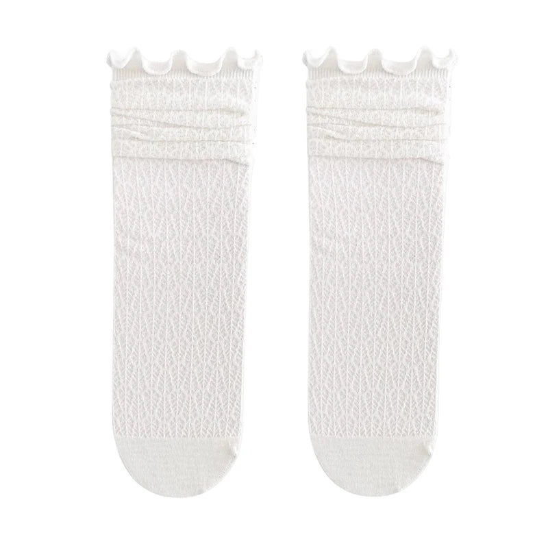 Fashion Cute New Retro White Black Lace Sweet Mesh Simple Casual Breathable Loose Girls Women Socks