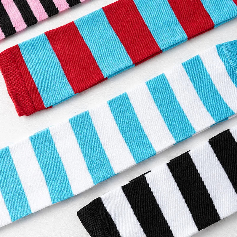 Striped Over Knee High Multi-color Casual Warm Sexy Slim Long High Women Christmas Socks Stocking